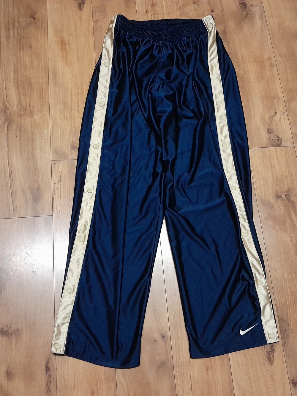 Vintage Nike Pants Mens 2XL Blue Tear Away Snap Peel Off Dazzle Shiny Satin 90s